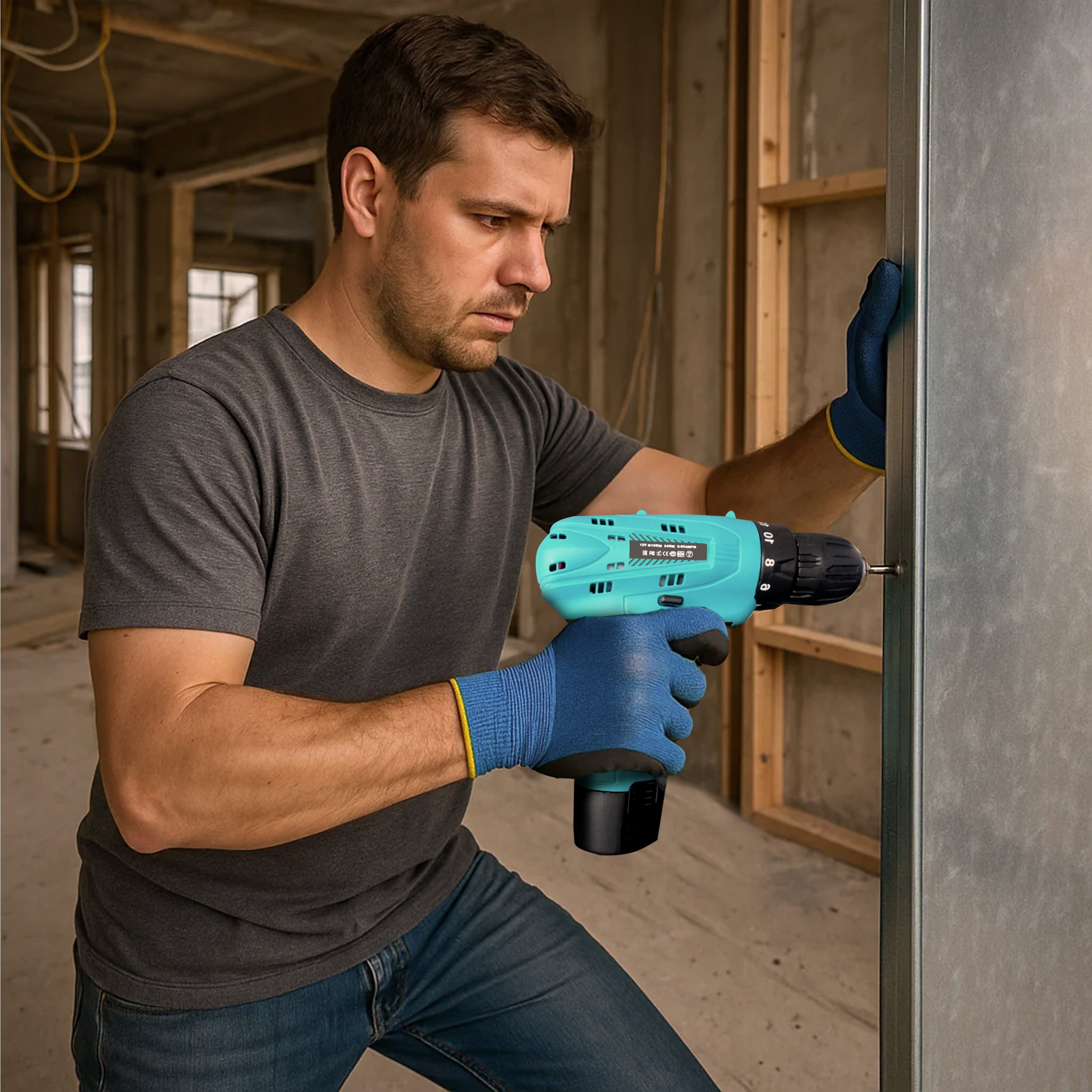 Masina de gaurit si insurubat Herrgut Easy ,1 x baterie 1500 mAh Li-Ion, 24 Nm, treapta 600 RPM, mandrina rapida 10mm, pe acumulator (bormasina)