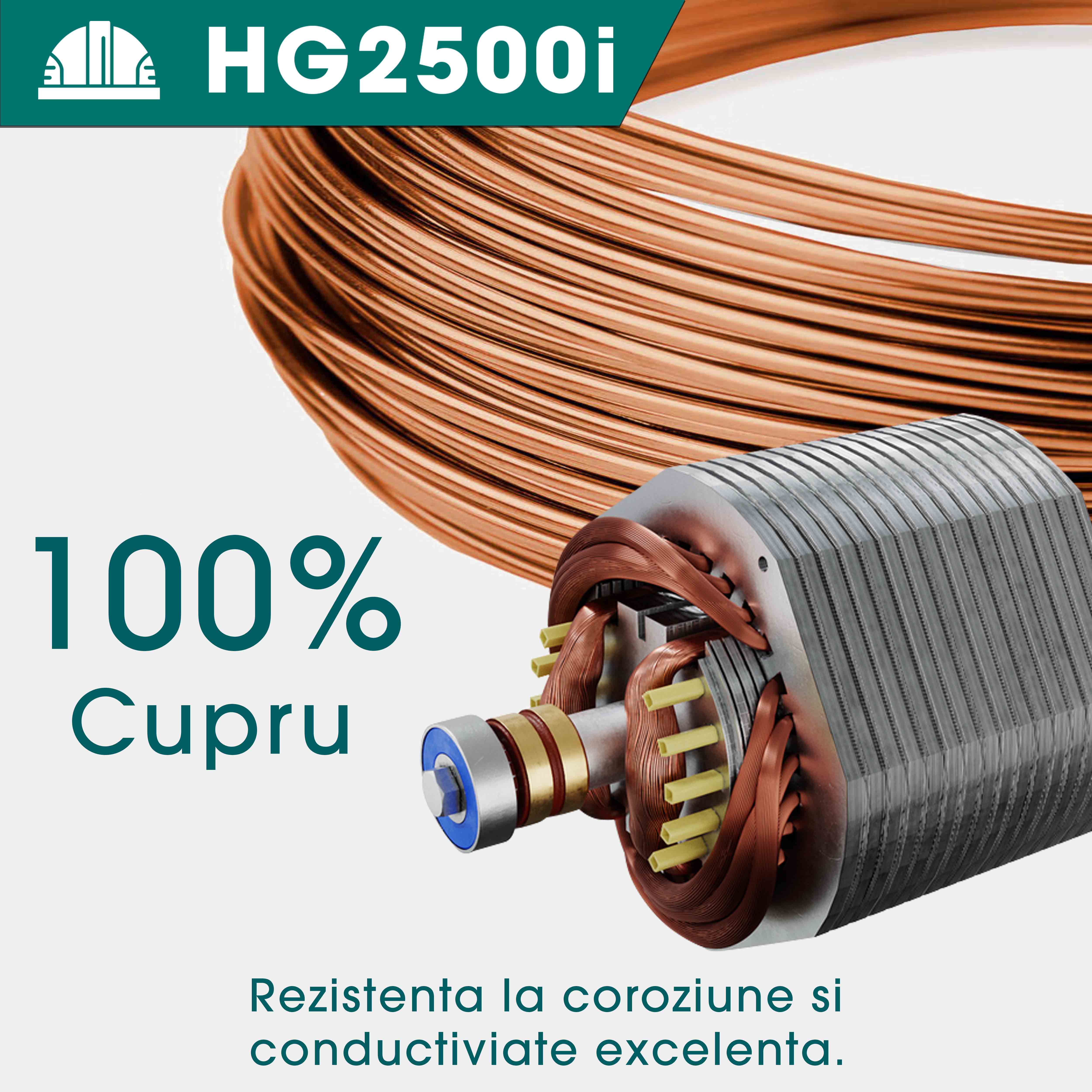 Generator curent electric cu invertor Herrgut HG2500i, 2500W, silentios, mod ECO, portabil, benzina, 6 l capacitate rezervor, cu stabilizator de tensiune, pornire manuala, bobinaj cupru