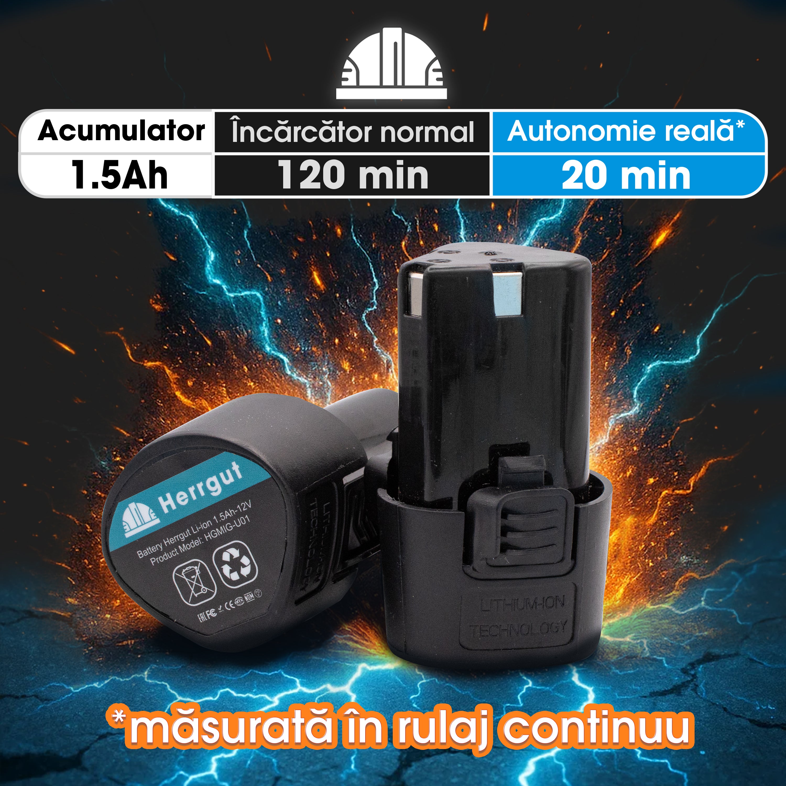 Masina de gaurit si insurubat (bormasina) Herrgut Universal cu acumulator 1.5Ah Li-Ion, 30Nm, 2 trepte 400/1400 RPM, mandrina rapida 0.8-10mm, 25 accesorii, cutie bmc