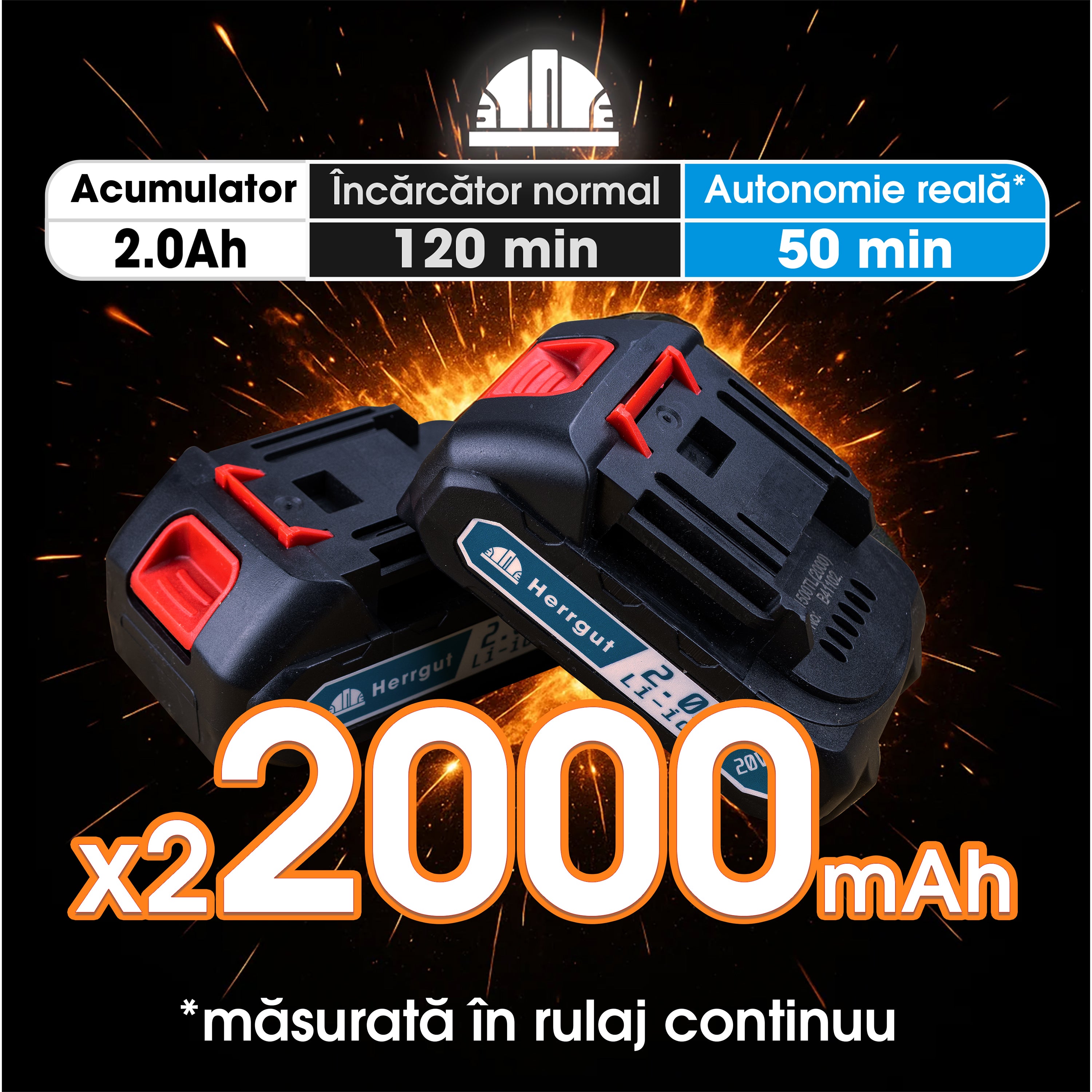Masina de gaurit si insurubat Herrgut Professional, 2000 mAh Li-Ion, 32 accesorii, 2 trepte 400/1400 RPM, imbinare 35Nm, mandrina rapida 0.8-10mm, pe acumulator (bormasina)
