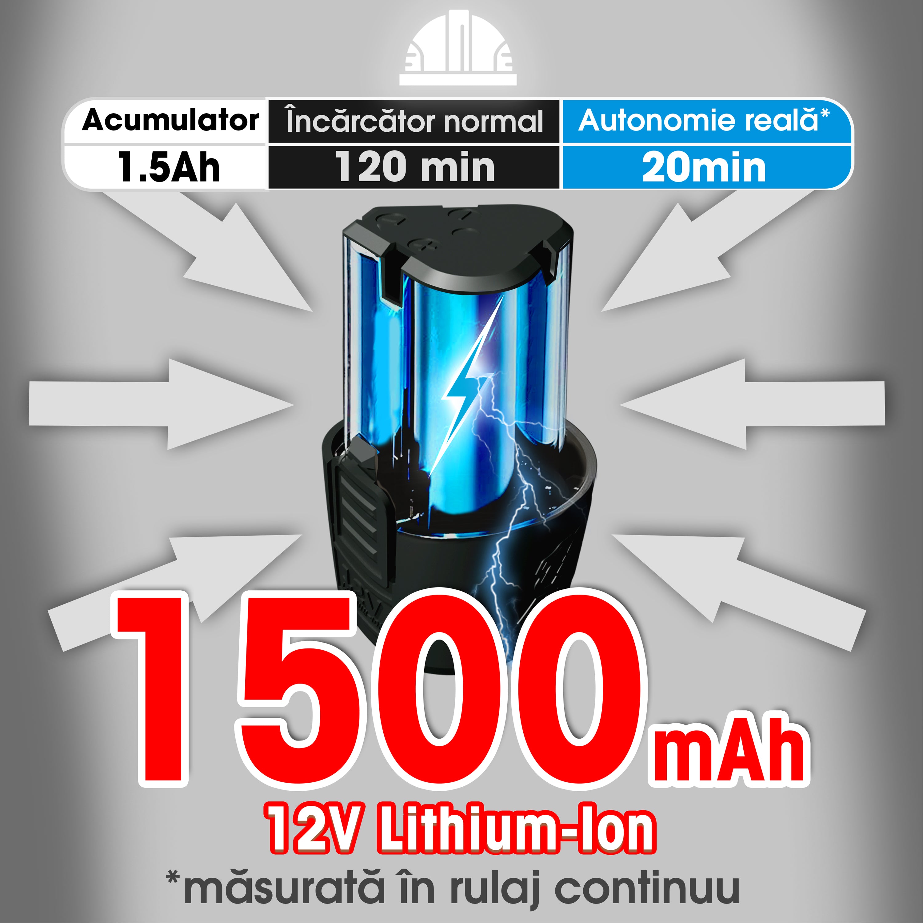 Masina de gaurit si insurubat Herrgut Easy ,1 x baterie 1500 mAh Li-Ion, 24 Nm, treapta 600 RPM, mandrina rapida 10mm, pe acumulator (bormasina)