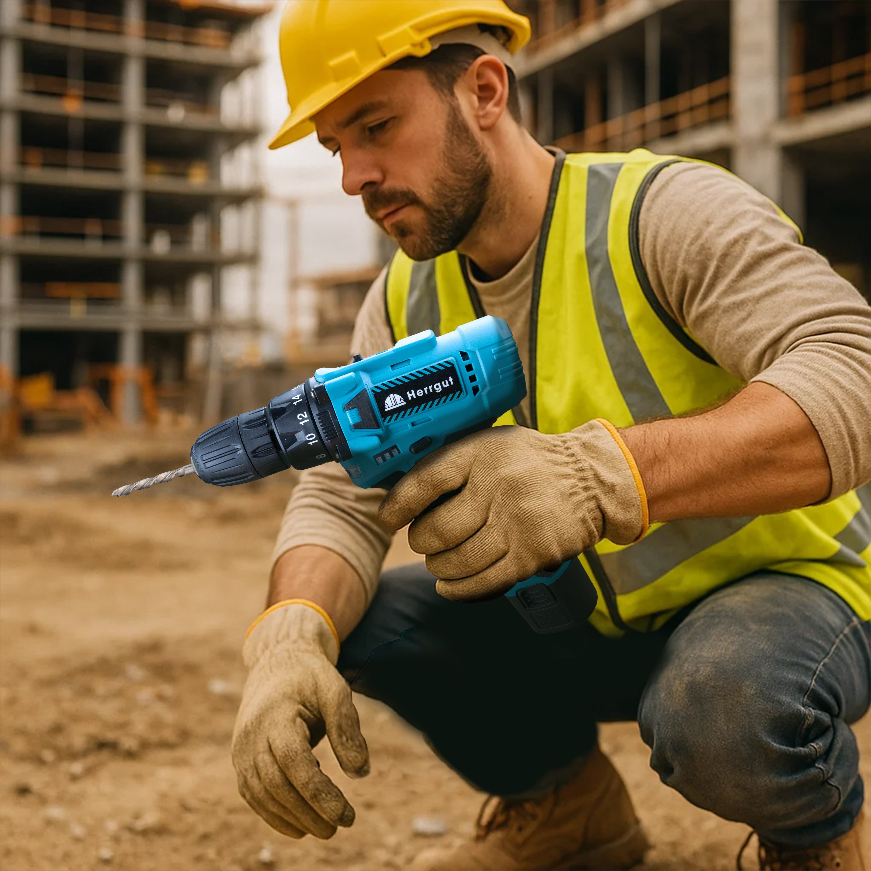 Masina de gaurit si insurubat (bormasina) Herrgut Universal cu acumulator 1.5Ah Li-Ion, 30Nm, 2 trepte 400/1400 RPM, mandrina rapida 0.8-10mm, 25 accesorii, cutie bmc