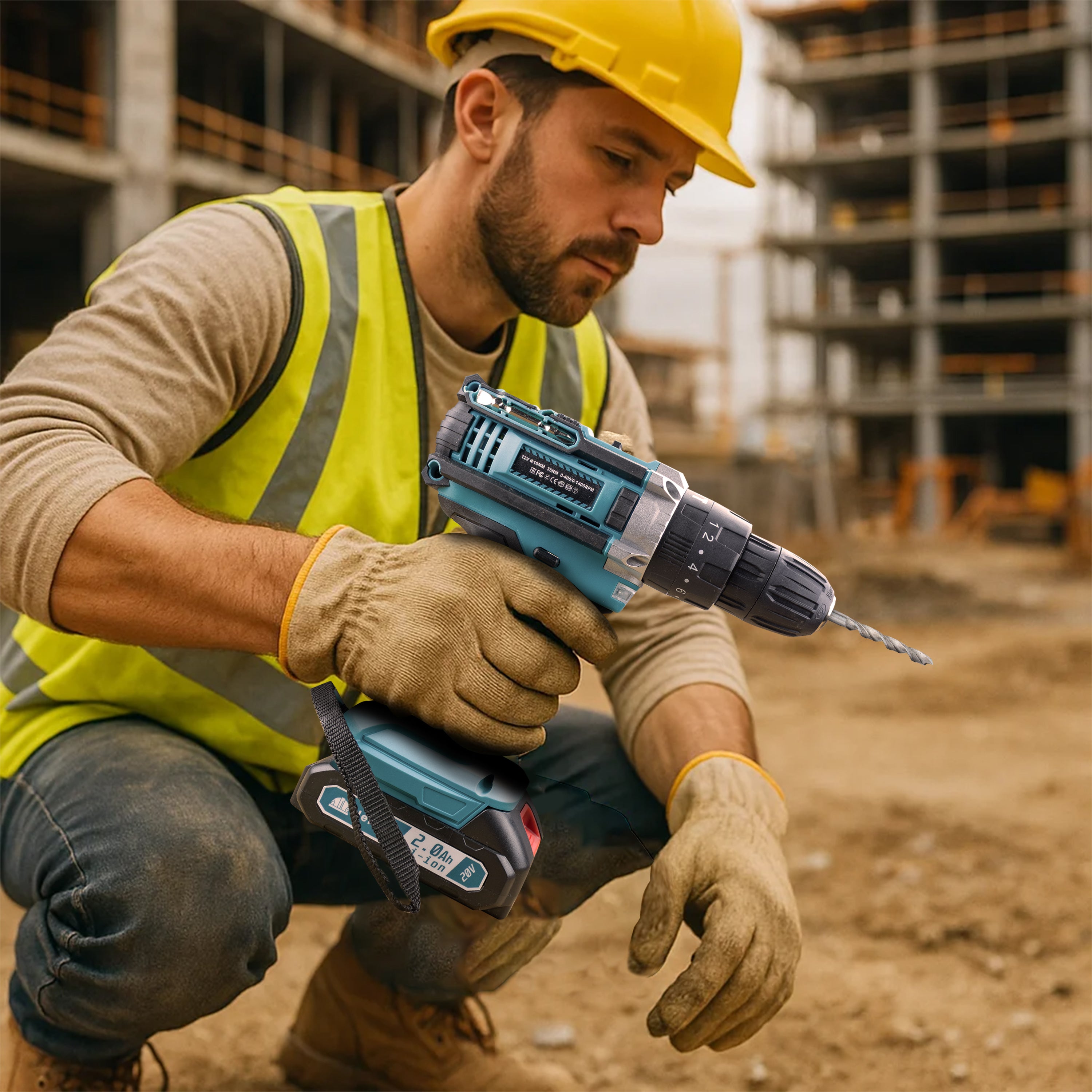 Masina de gaurit si insurubat Herrgut Professional, 2000 mAh Li-Ion, 32 accesorii, 2 trepte 400/1400 RPM, imbinare 35Nm, mandrina rapida 0.8-10mm, pe acumulator (bormasina)