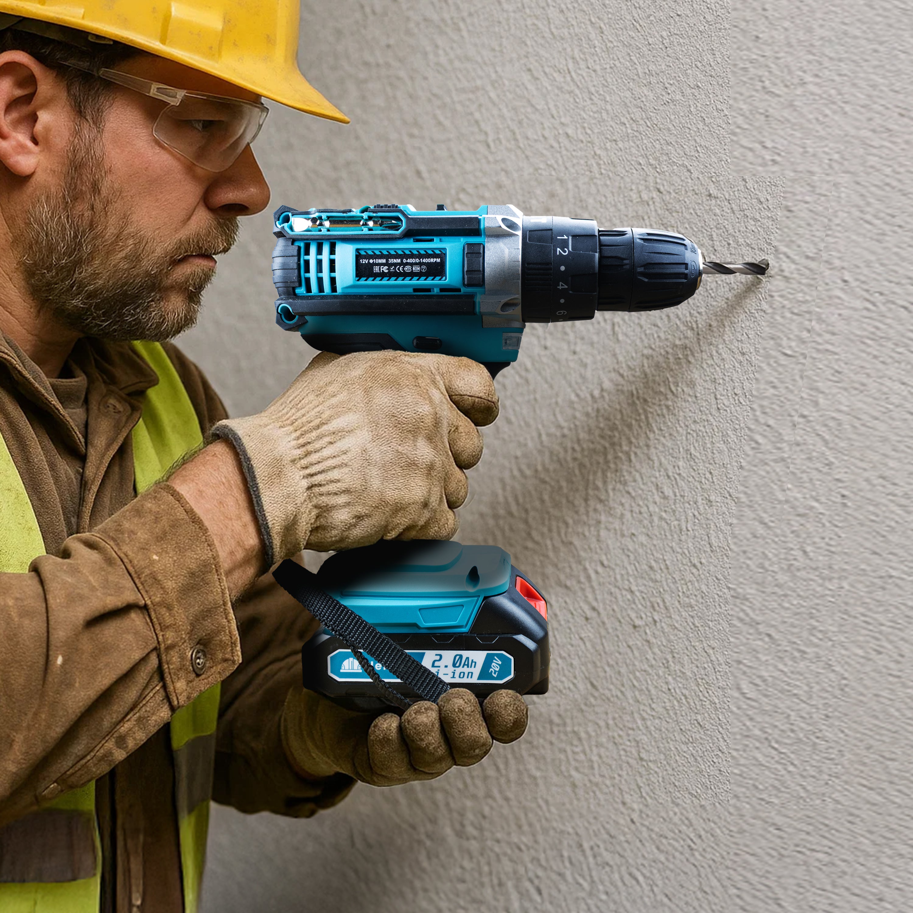 Masina de gaurit si insurubat Herrgut Professional, 2000 mAh Li-Ion, 32 accesorii, 2 trepte 400/1400 RPM, imbinare 35Nm, mandrina rapida 0.8-10mm, pe acumulator (bormasina)